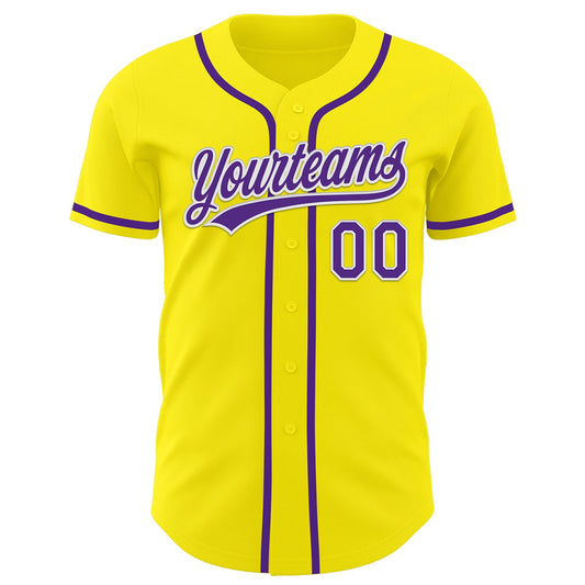 Custom Light Yellow Purple-White Authentic Baseball Jersey - Sky-Custom