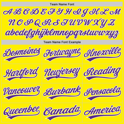 Custom Light Yellow Purple-White Authentic Baseball Jersey - Sky-Custom