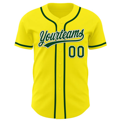 Custom Light Yellow Green-White Authentic Baseball Jersey - Sky-Custom