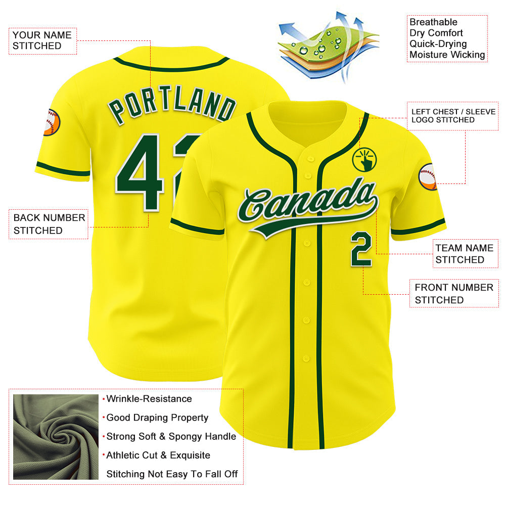 Custom Light Yellow Green-White Authentic Baseball Jersey - Sky-Custom