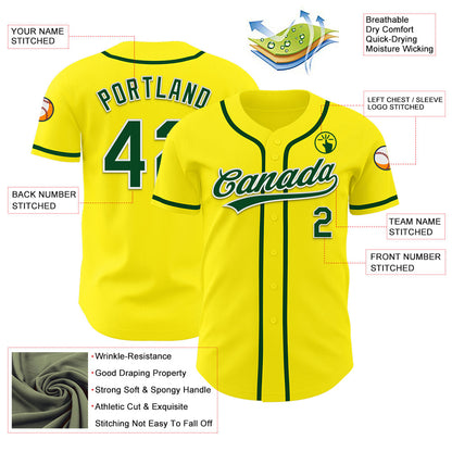 Custom Light Yellow Green-White Authentic Baseball Jersey - Sky-Custom
