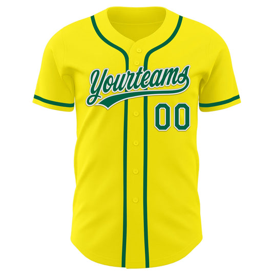 Custom Light Yellow Kelly Green-White Authentic Baseball Jersey - Sky-Custom