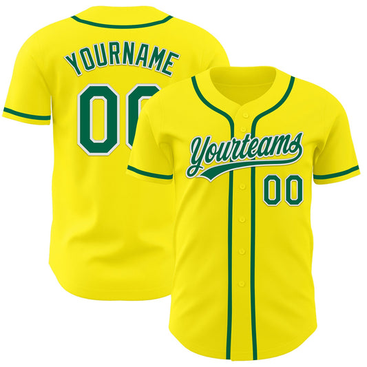 Custom Light Yellow Kelly Green-White Authentic Baseball Jersey - Sky-Custom
