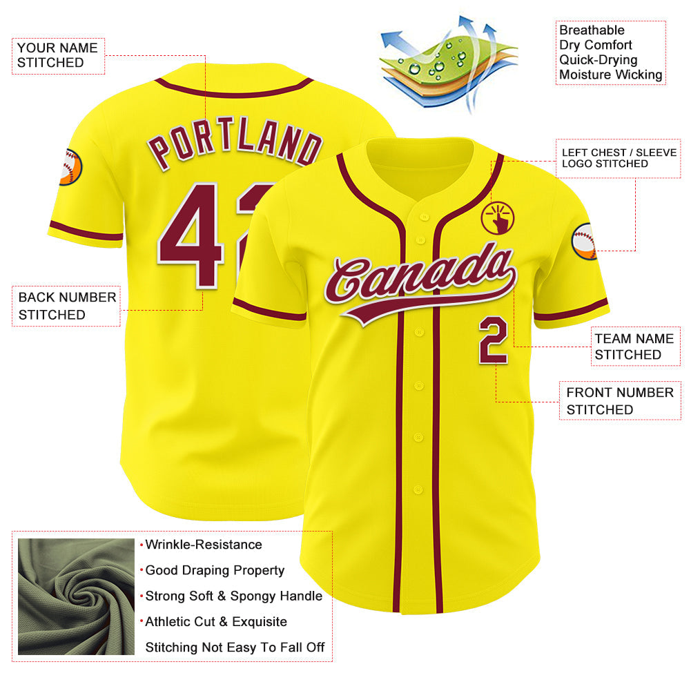 Custom Light Yellow Crimson-White Authentic Baseball Jersey - Sky-Custom