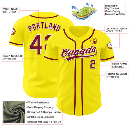 Custom Light Yellow Crimson-White Authentic Baseball Jersey - Sky-Custom