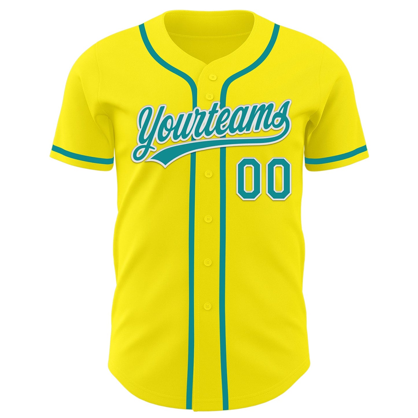 Custom Light Yellow Teal-White Authentic Baseball Jersey - Sky-Custom