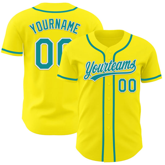 Custom Light Yellow Teal-White Authentic Baseball Jersey - Sky-Custom