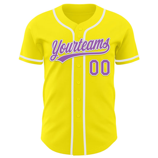 Custom Light Yellow Medium Purple-White Authentic Baseball Jersey - Sky-Custom
