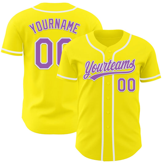 Custom Light Yellow Medium Purple-White Authentic Baseball Jersey - Sky-Custom
