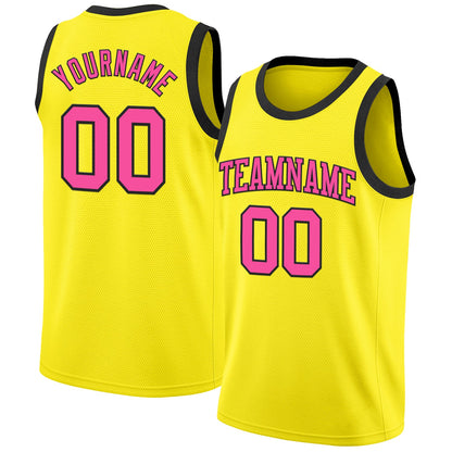 Custom Light Yellow Pink-Black Authentic Basketball Jersey - Sky-Custom