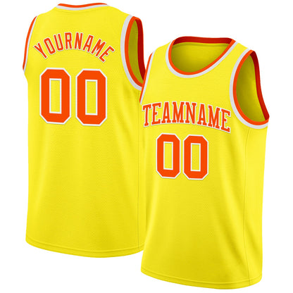Custom Light Yellow Orange-White Authentic Basketball Jersey - Sky-Custom