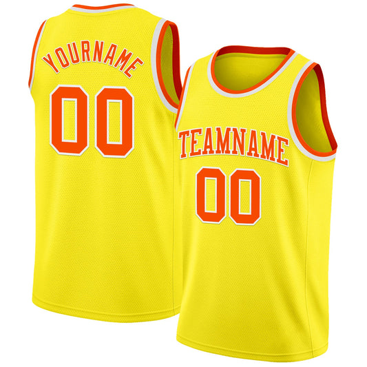 Custom Light Yellow Orange-White Authentic Basketball Jersey - Sky-Custom