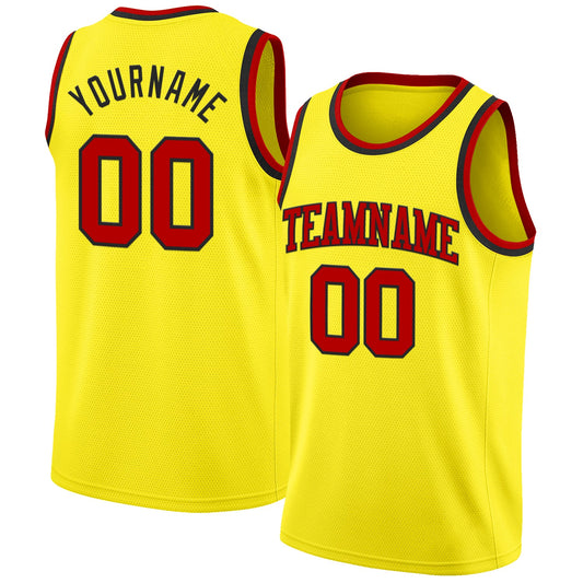 Custom Light Yellow Red-Black Authentic Basketball Jersey - Sky-Custom
