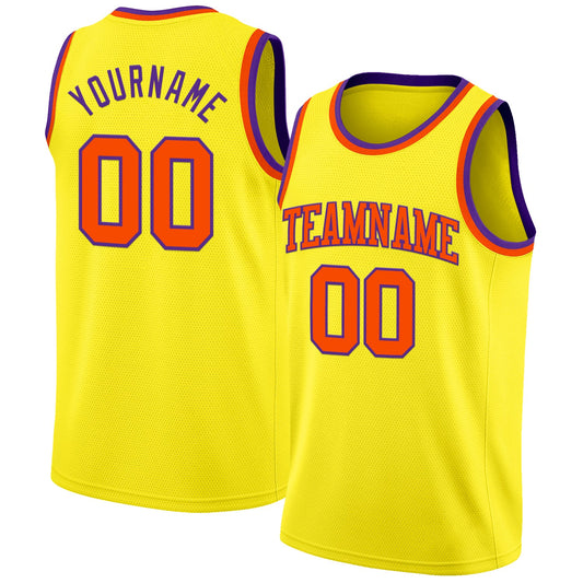 Custom Light Yellow Orange-Purple Authentic Basketball Jersey - Sky-Custom