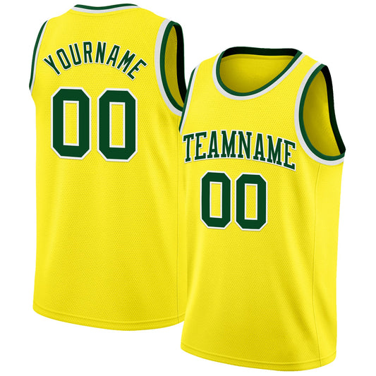 Custom Light Yellow Green-White Authentic Basketball Jersey - Sky-Custom