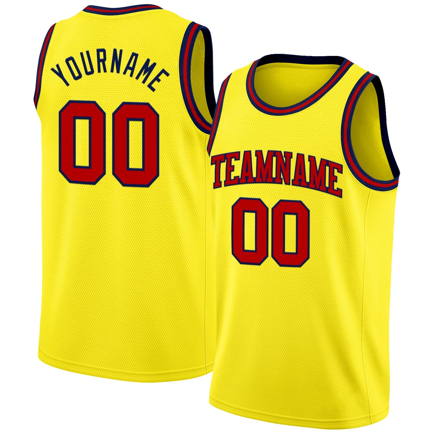 Custom Light Yellow Red-Navy Authentic Basketball Jersey - Sky-Custom