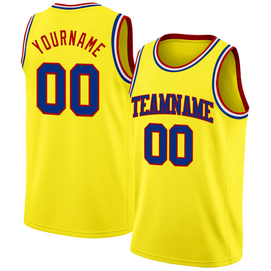 Custom Light Yellow Royal Red-White Authentic Basketball Jersey - Sky-Custom