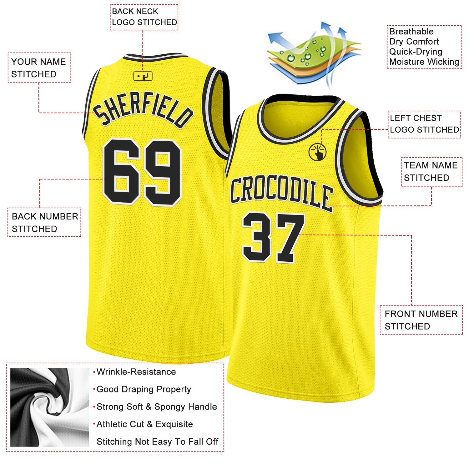 Custom Light Yellow Black-White Authentic Basketball Jersey - Sky-Custom