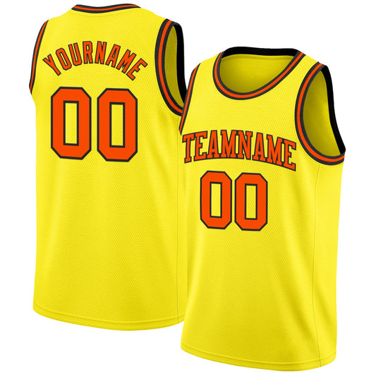Custom Light Yellow Orange-Black Authentic Basketball Jersey - Sky-Custom