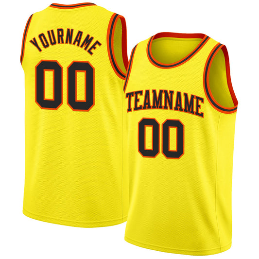 Custom Light Yellow Black-Orange Authentic Basketball Jersey - Sky-Custom