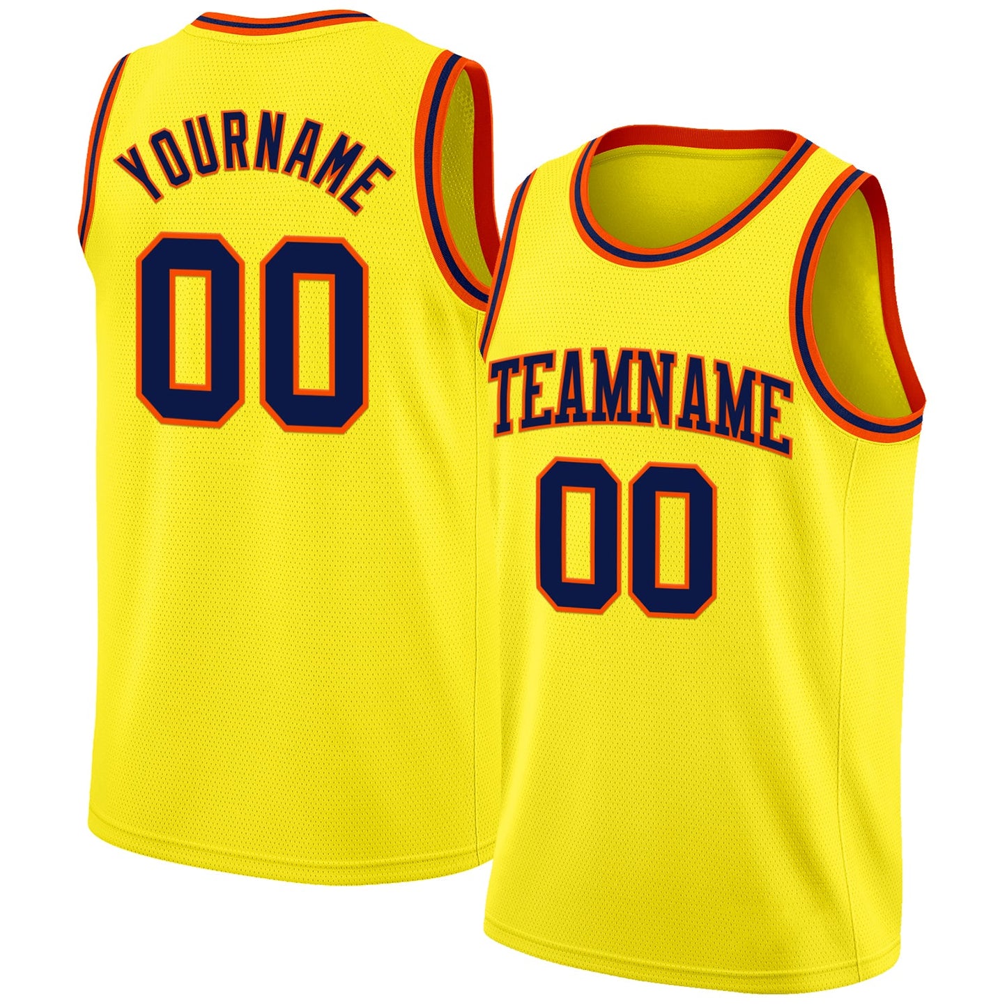 Custom Light Yellow Navy-Orange Authentic Basketball Jersey - Sky-Custom