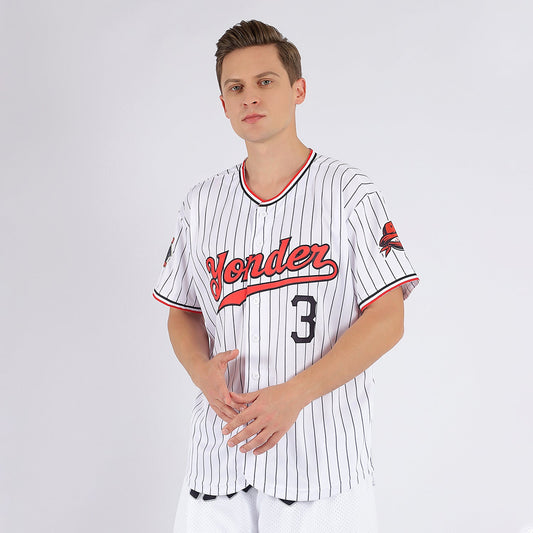 Custom White Black Pinstripe Red-Black Authentic Baseball Jersey - Sky-Custom