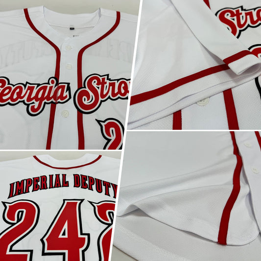 Custom White Red-Black Authentic Baseball Jersey - Sky-Custom