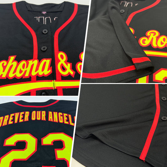 Custom Black Neon Green-Red Authentic Baseball Jersey - Sky-Custom