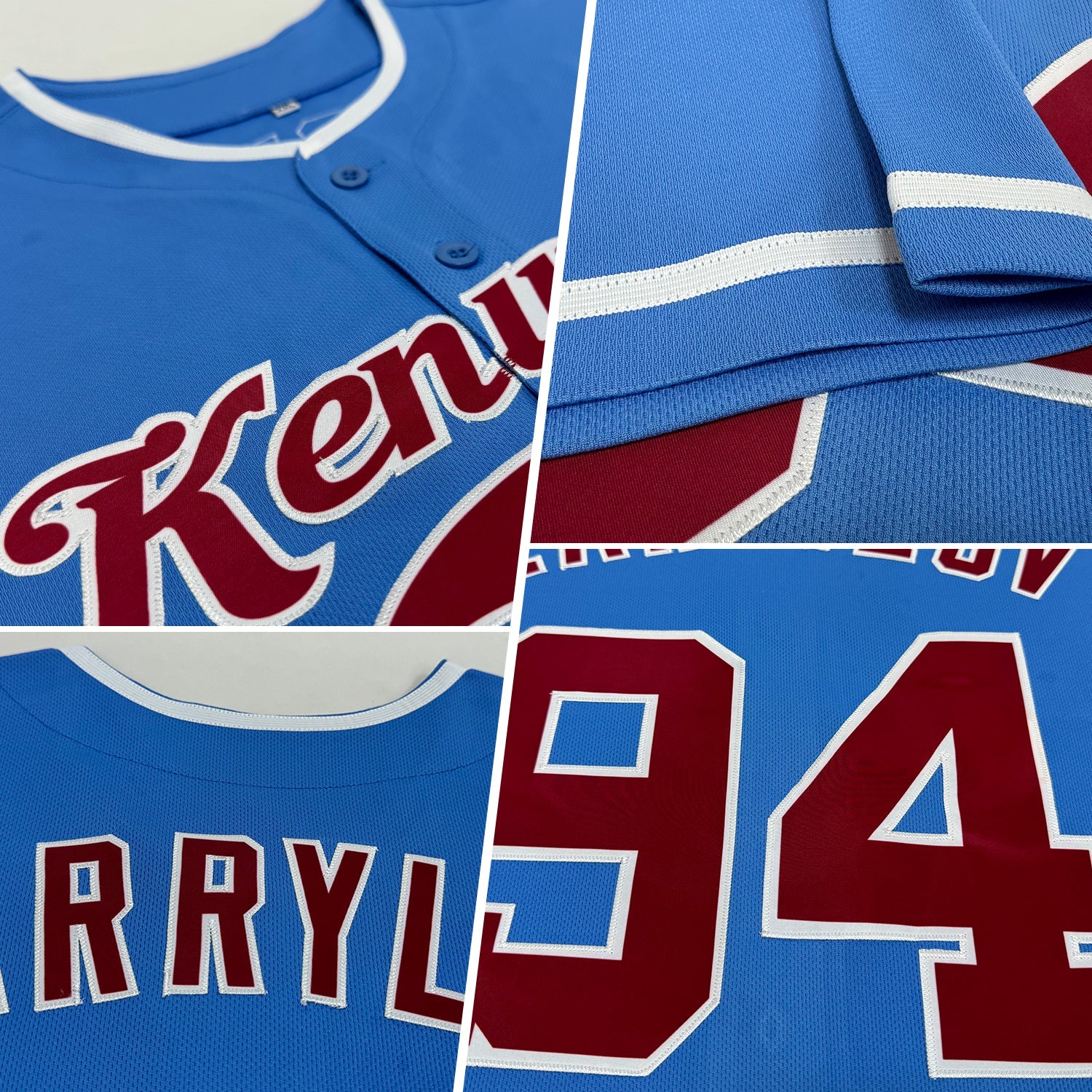 Custom Powder Blue Crimson-White Authentic Baseball Jersey - Sky-Custom