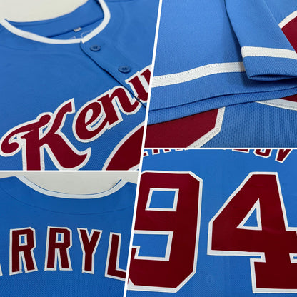 Custom Powder Blue Crimson-White Authentic Baseball Jersey - Sky-Custom