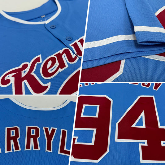 Custom Powder Blue Crimson-White Authentic Baseball Jersey - Sky-Custom