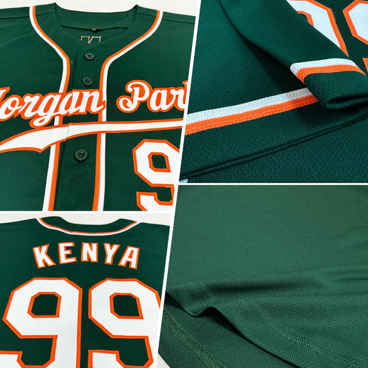 Custom Green White-Orange Authentic Baseball Jersey - Sky-Custom
