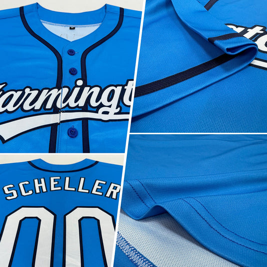 Custom Panther Blue White-Navy Authentic Baseball Jersey - Sky-Custom
