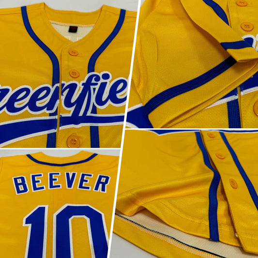 Custom Yellow Royal-White Authentic Baseball Jersey - Sky-Custom