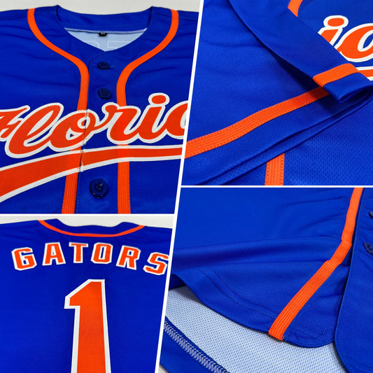 Custom Thunder Blue Orange-White Authentic Baseball Jersey - Sky-Custom