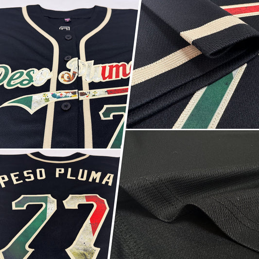 Custom Black Vintage Mexican Flag-City Cream Authentic Baseball Jersey - Sky-Custom