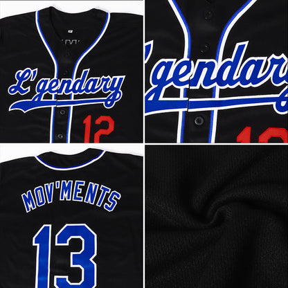 Custom Black Royal-Red Authentic Baseball Jersey - Sky-Custom