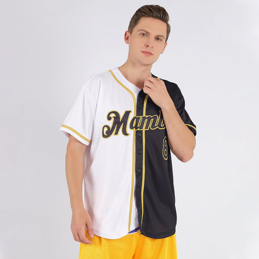 Custom White-Black Old Gold Authentic Split Fashion Baseball Jersey - Sky-Custom