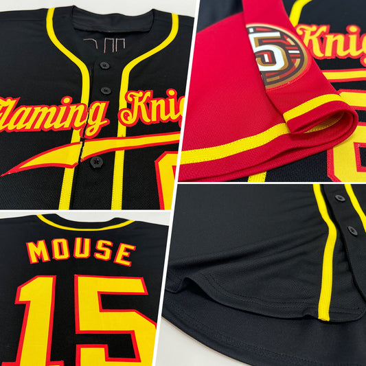 Custom Black Gold-Red Authentic Two Tone Baseball Jersey - Sky-Custom