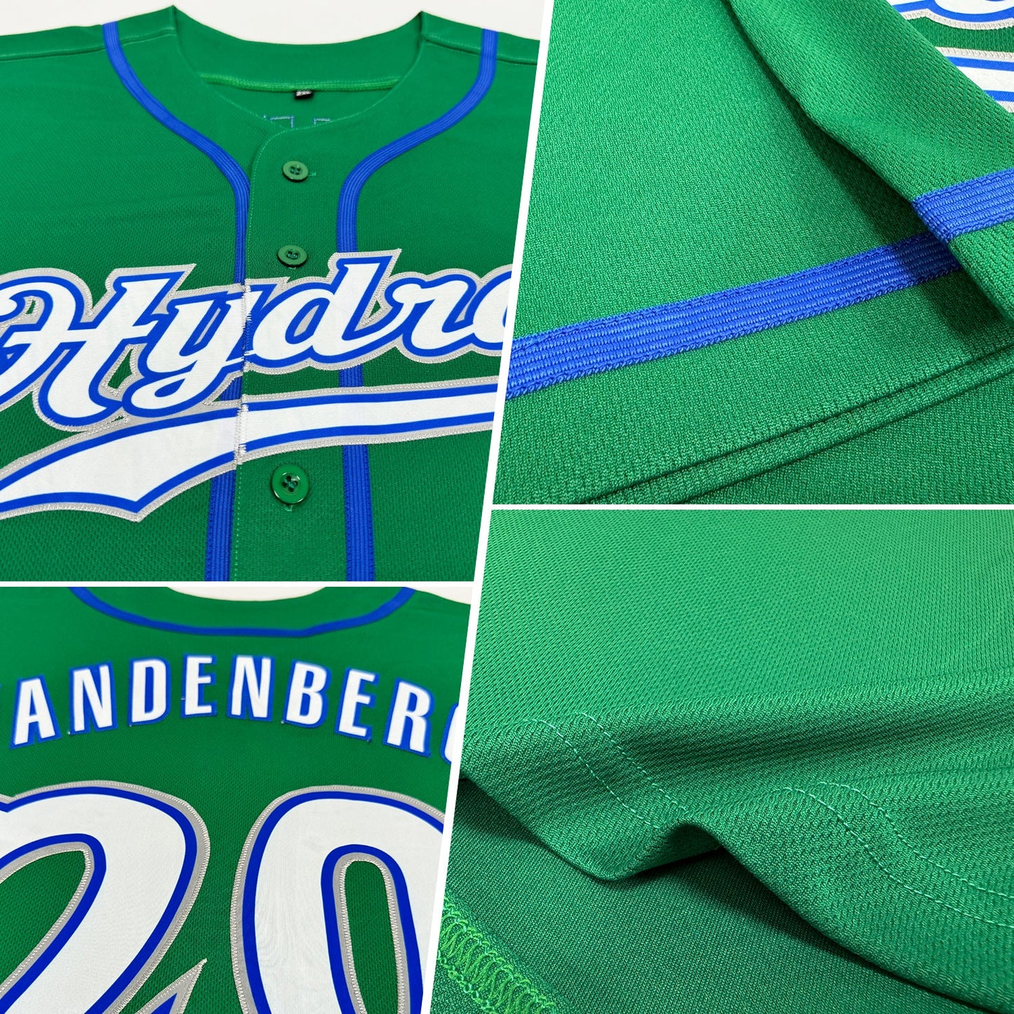 Custom Kelly Green White-Royal Authentic Baseball Jersey - Sky-Custom