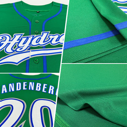 Custom Kelly Green White-Royal Authentic Baseball Jersey - Sky-Custom