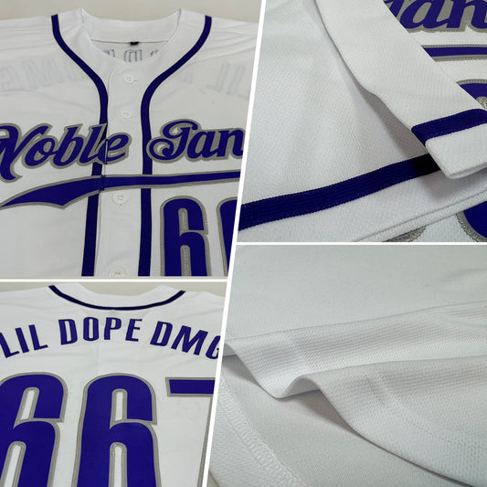 Custom White Purple-Gray Authentic Baseball Jersey - Sky-Custom