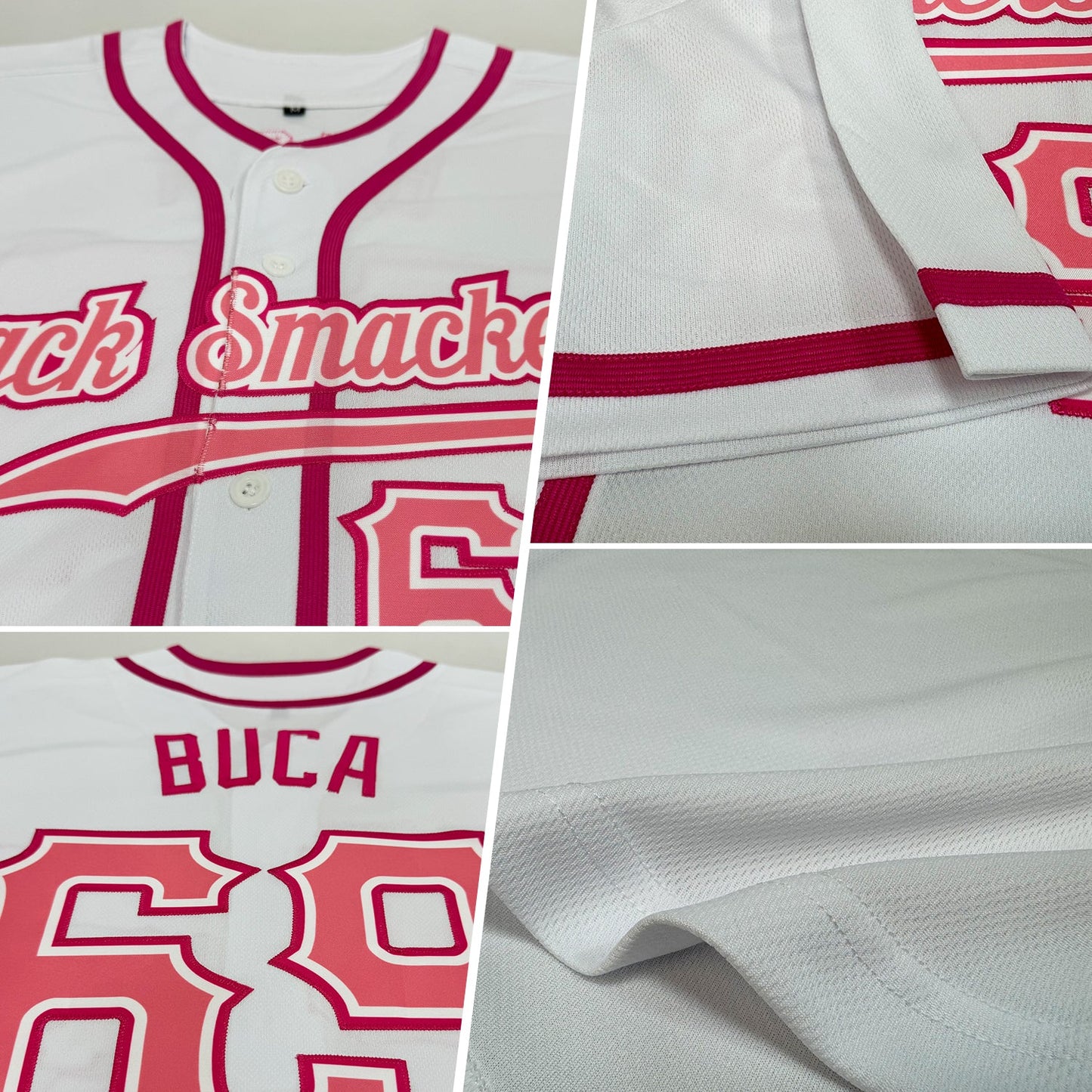 Custom White Medium Pink-Pink Authentic Baseball Jersey - Sky-Custom