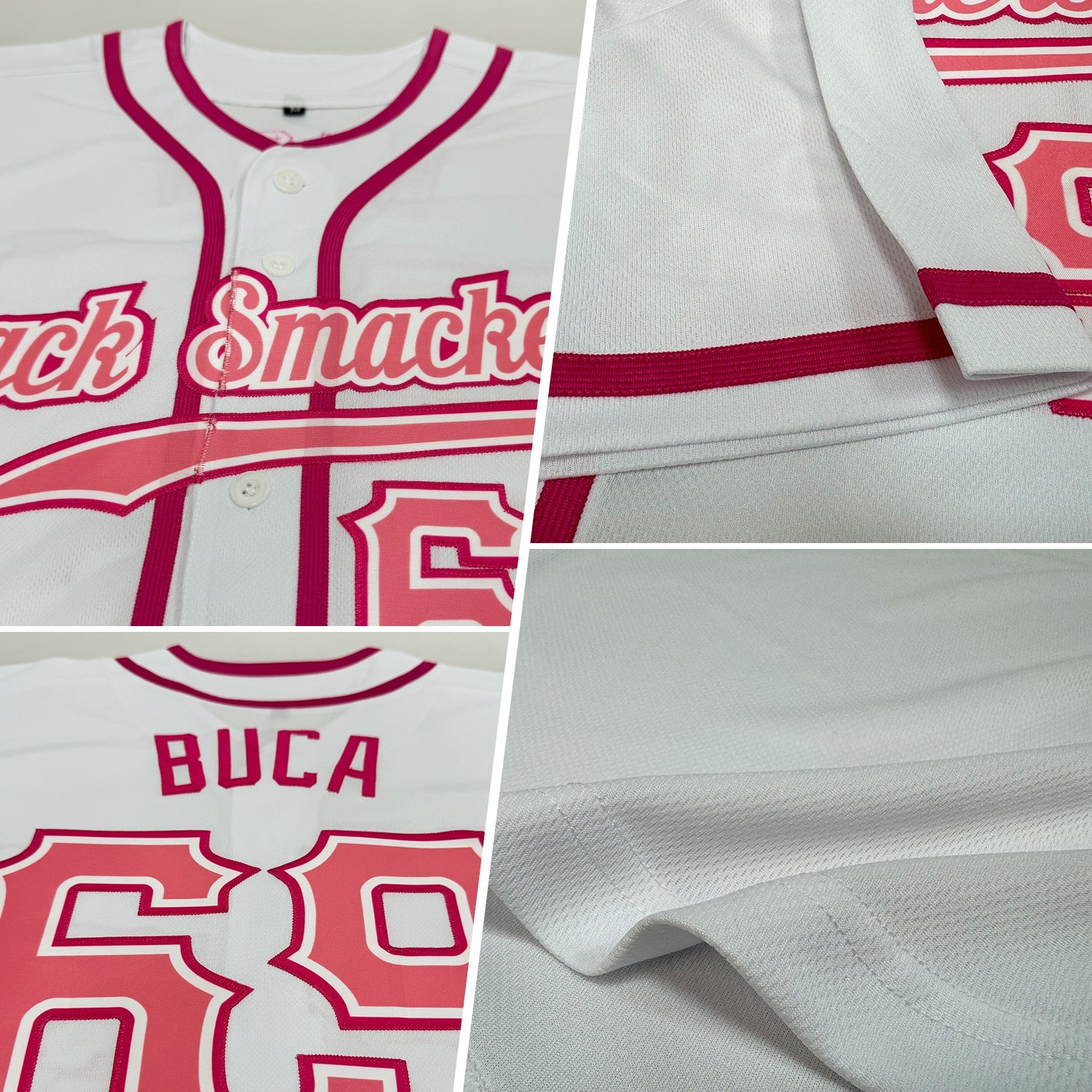 Custom White Medium Pink-Pink Authentic Baseball Jersey - Sky-Custom