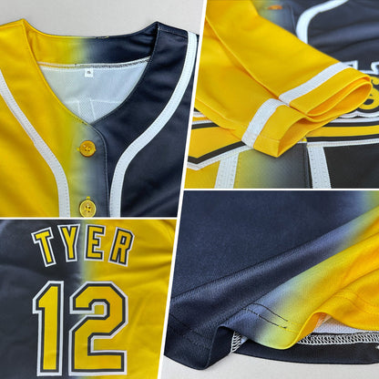 Custom Black Yellow-White Authentic Gradient Fashion Baseball Jersey - Sky-Custom