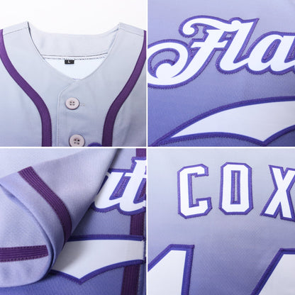 Custom Gray White-Purple Authentic Fade Fashion Baseball Jersey - Sky-Custom