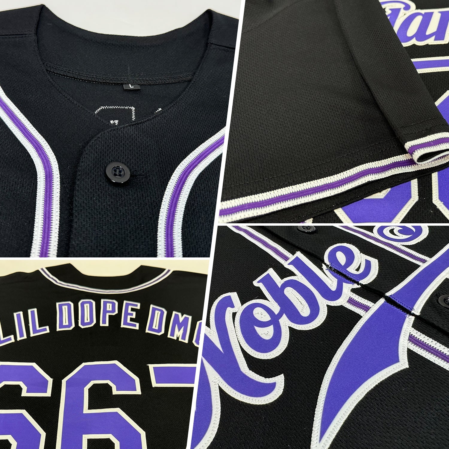 Custom Black Purple-White Authentic Baseball Jersey - Sky-Custom