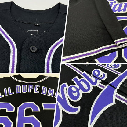 Custom Black Purple-White Authentic Baseball Jersey - Sky-Custom