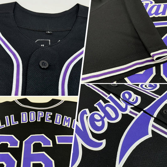 Custom Black Purple-White Authentic Baseball Jersey - Sky-Custom