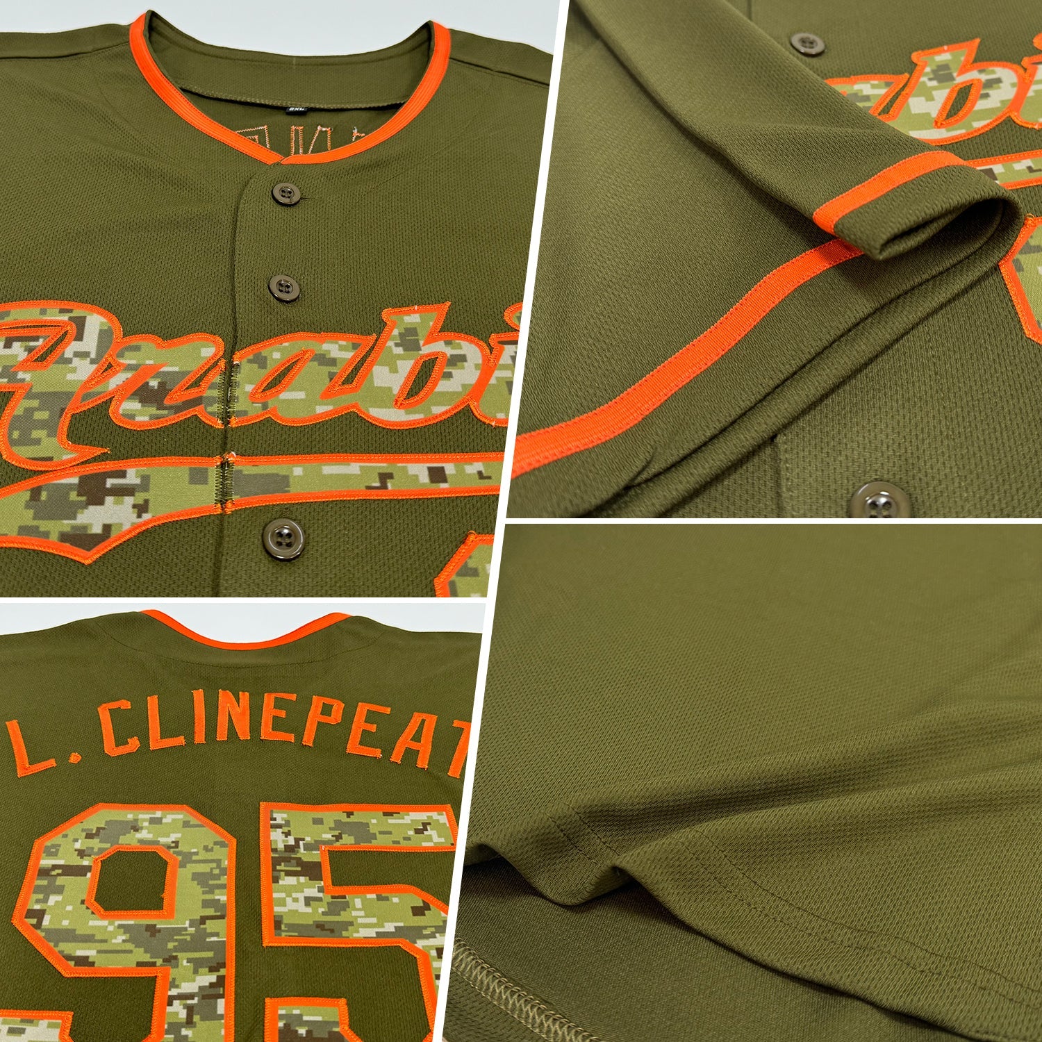 Custom Olive Camo-Orange Authentic Salute To Service Baseball Jersey - Sky-Custom